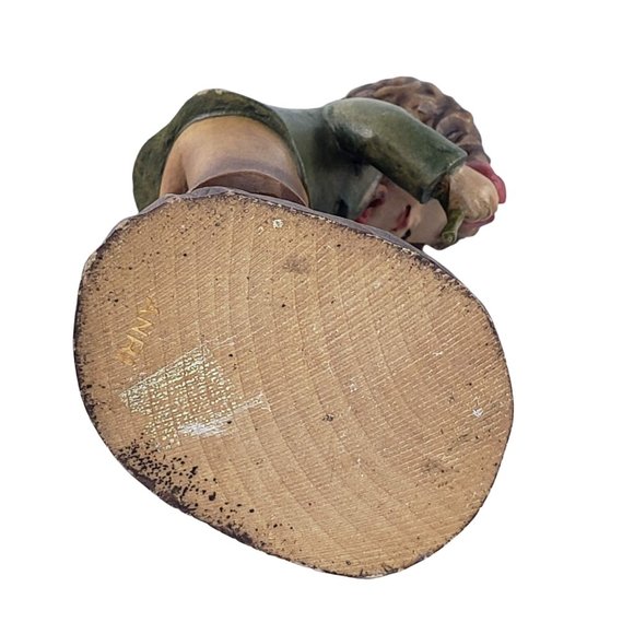 Anri Ferrandiz Wood Carved Boy Holding Rose Figurine Vintage - Picture 6 of 8